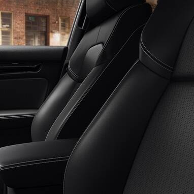 2026 Honda Civic Hatchback Sport Touring Hybrid perforated Black leather seats with contrast stitching (Compact Hatchback).